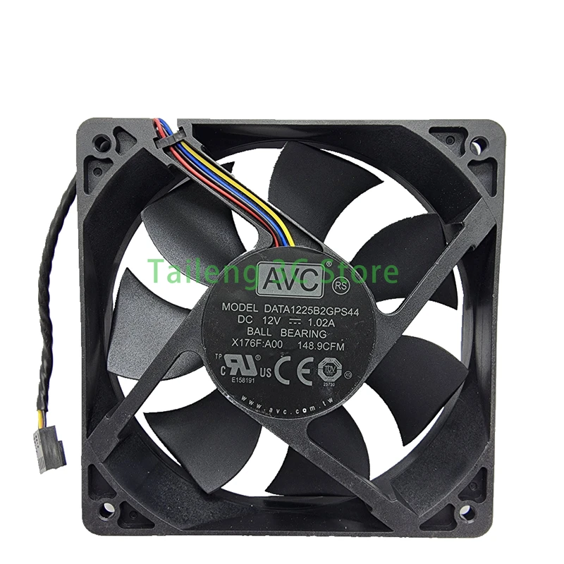 لمروحة تبريد AVC DATA1225B2GPS44 120 مم PWM، 12 فولت 148.9 CFM، 4300 دورة في الدقيقة، كرة مزدوجة لحافظة الكمبيوتر، وحدة المعالجة المركزية، الخادم، محطة العمل