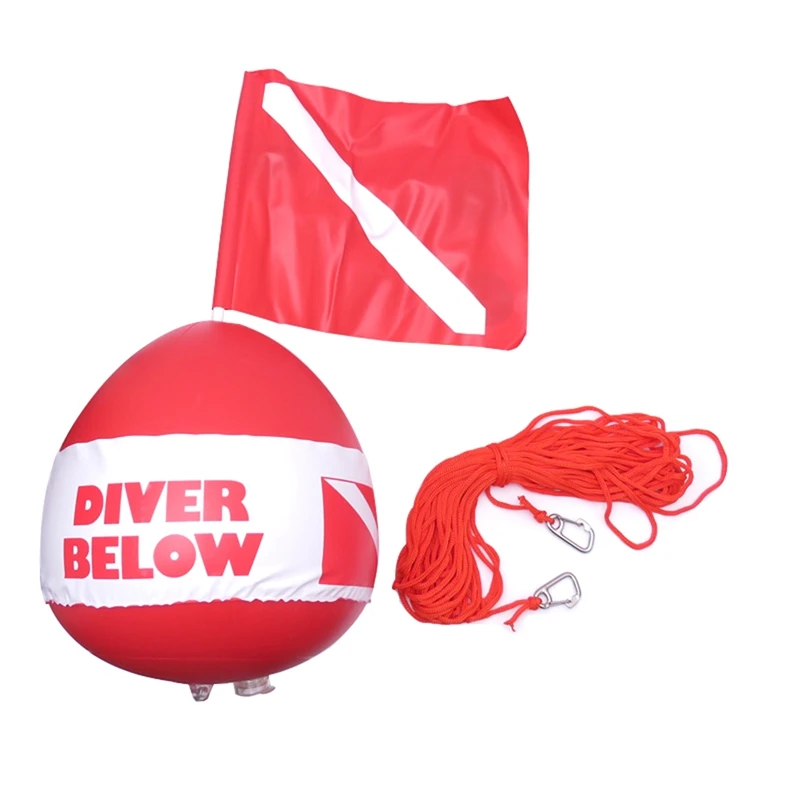 

Diving Float Ball Inflation Buoy Float Ball & Flag With Rope PVC Diver Ball For Swim Diving Gear