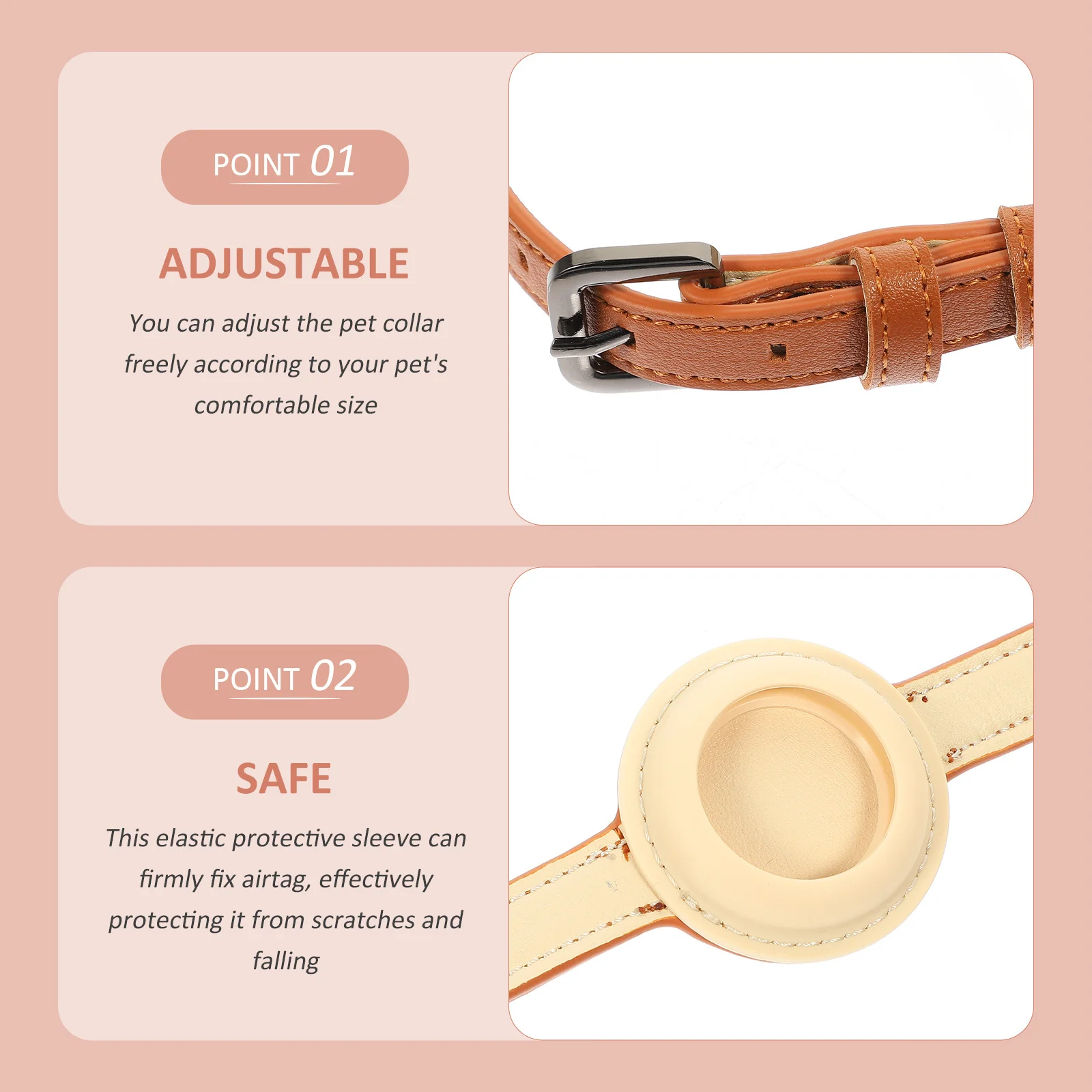 

Pet Tracking Collar Anti-Lost Tracer Design Adjustable Lightweight PU Material for Cats Small Dogs Outdoor Use