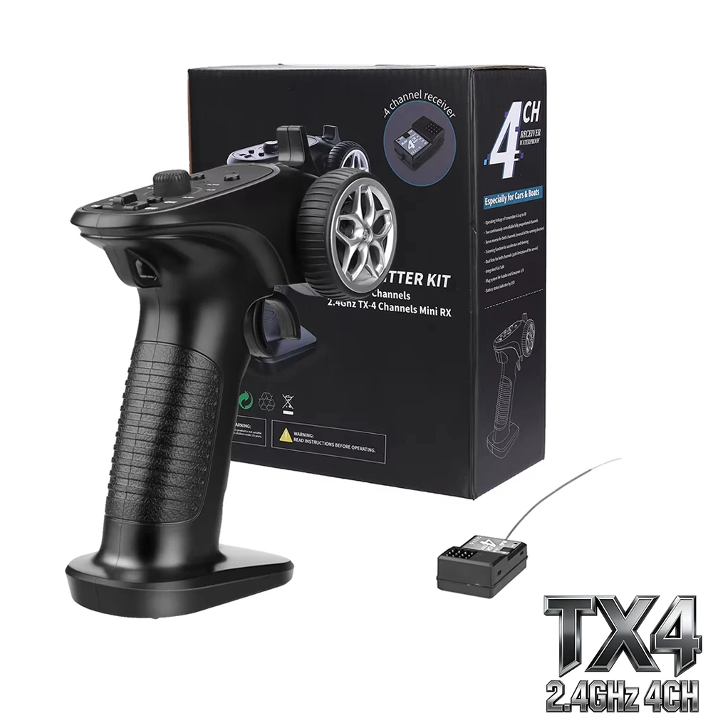 TX4 2.4GHz 4CH Radio System Transmitter With Receiver For RC Car Boat