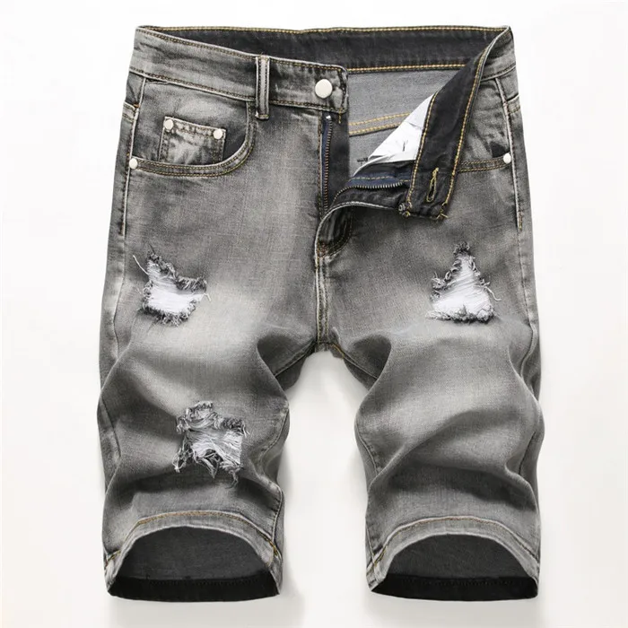 Sommer Denim Shorts Männer Mode Loch Jean Shorts Bermuda Skate Board Harem Herren Jogger Ankle Ripped Welle Knie Länge Plus Größe