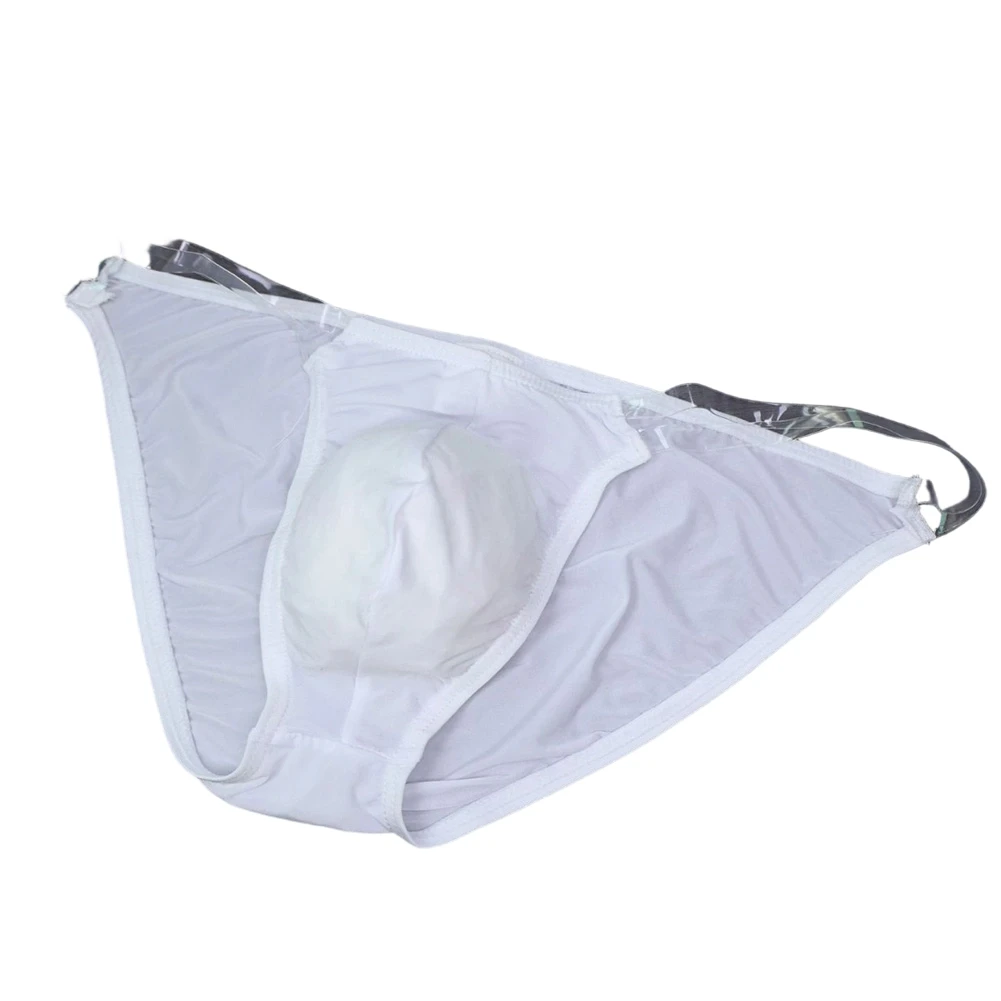 

Men Transparent Belt Elastic Briefs Underwear Sports Low-rise High Fork Panties