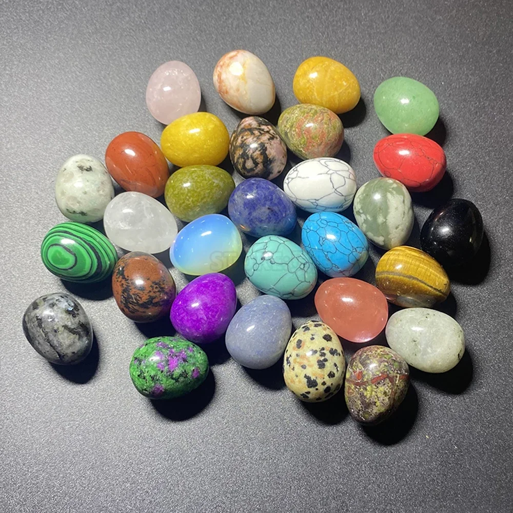 EG1 Natural Crystal Egg, 2x1.5cm Small Stone Egg for Mining Rough Gemstone Specimen Easter Egg Decor Collection