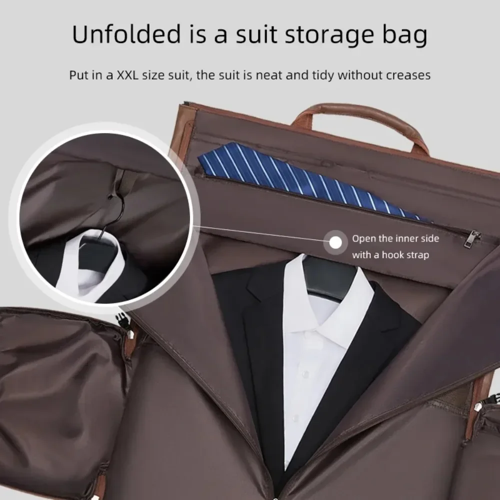 Multifunction Men Suit Storage Leather Travel Bag Large Capacity Luggage Handbag Male Waterproof Travel Duffel Bag Shoes Pocket