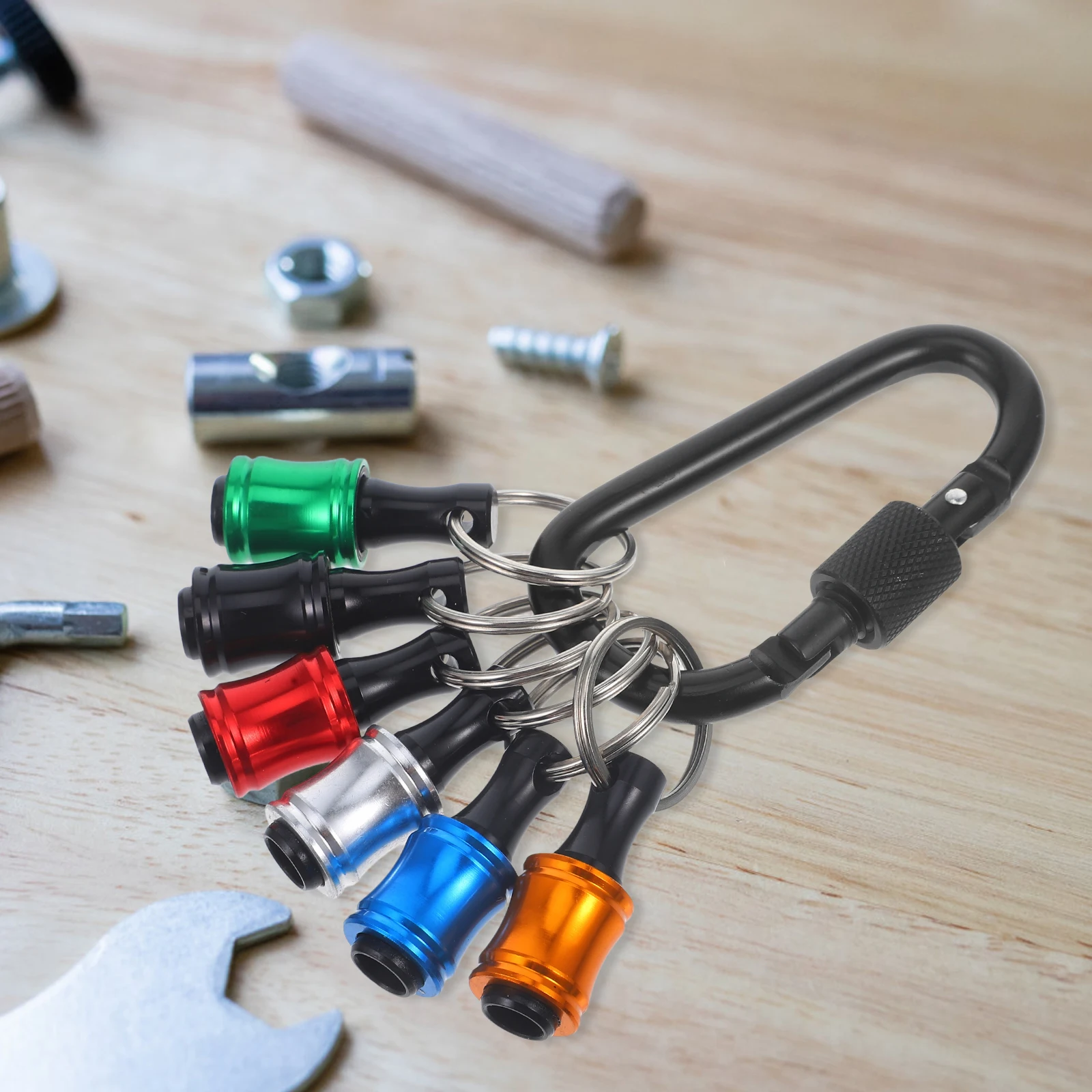 

6Pcs Quick Release Stainless Steel Bit Holder 1 4 Inch Socket Extension Rod Keychain Impact Drill Tool Bit Holder