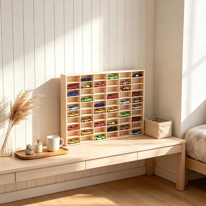 Wall-Mounted Wooden Model Car Display Case Multi-Layer Showcase Toy Storage Rack Home Decor Wooden Box for Car Collectibles