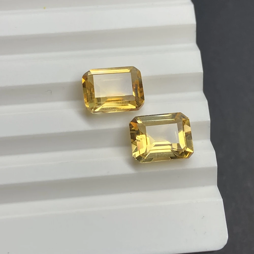 

Natural Octagon Yellow Citrine Gemstones Emerald Cut Original Stone