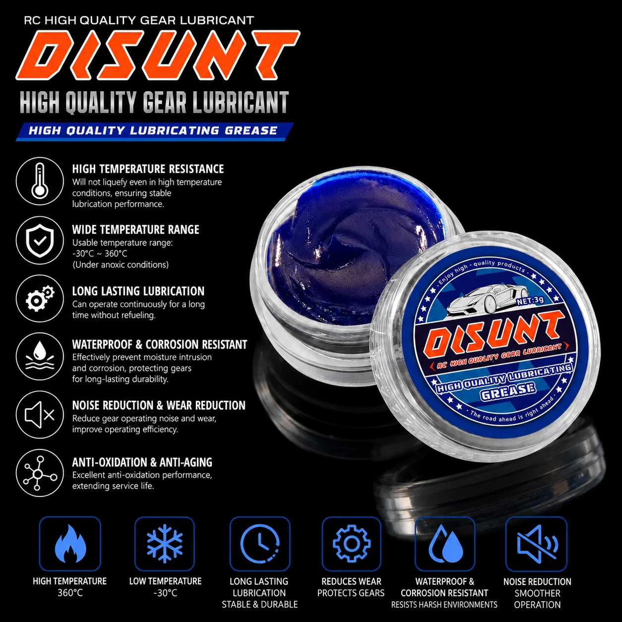 RC Differential Gear Oil Blue High Temperature Lubricant Anti-Wear Shock Absorber Oil for RC Car Crawler Buggy Truck