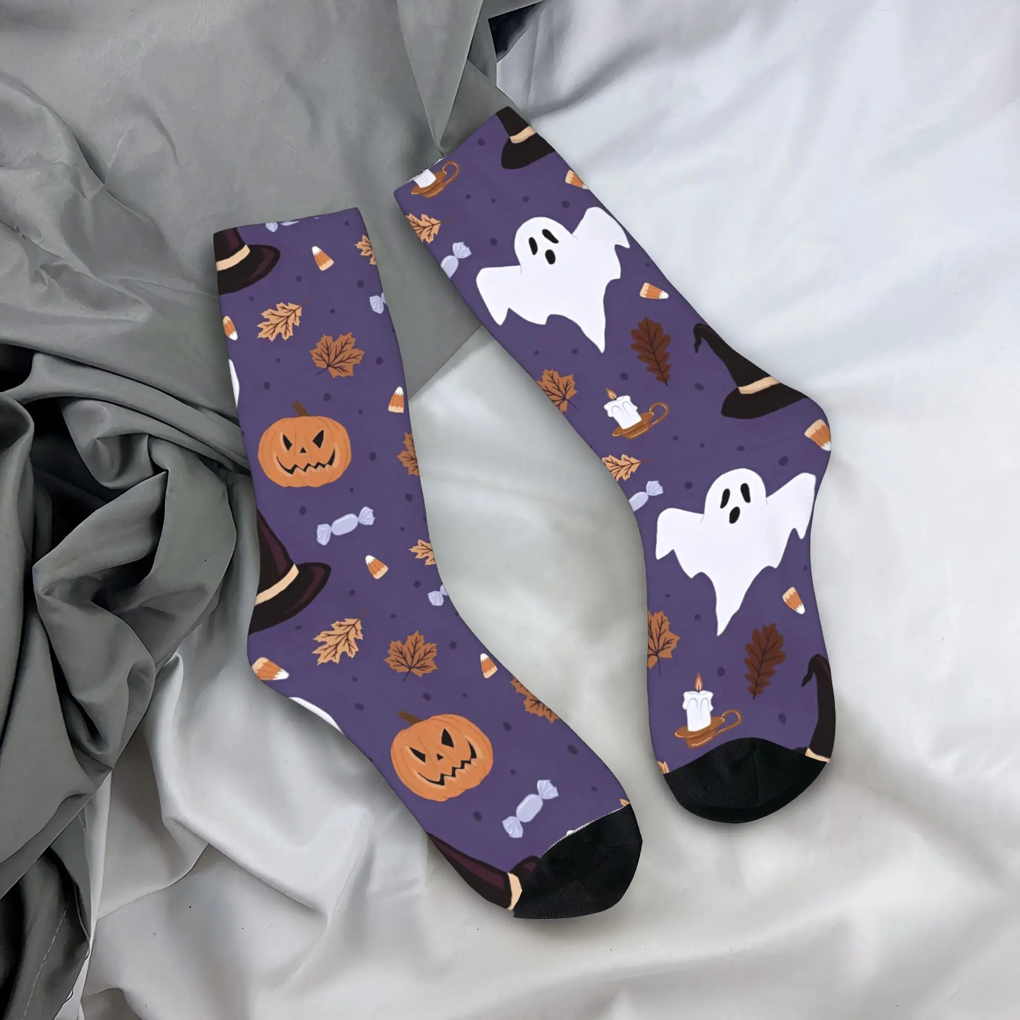 

Носки с узором на тему Хэллоуина, чулки для отдыха, осенние нескользящие носки для пар, теплые мягкие носки для скалолазания с рисунком