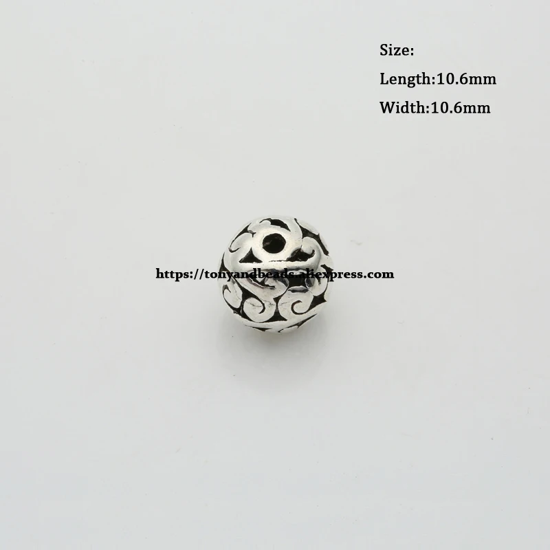 (10Pcs / Lot !) Zinc Alloy Tibetan Antique Silver European Charm Spacer Beads For Jewelry Making Size 10.6x10.6mm AD-18372B