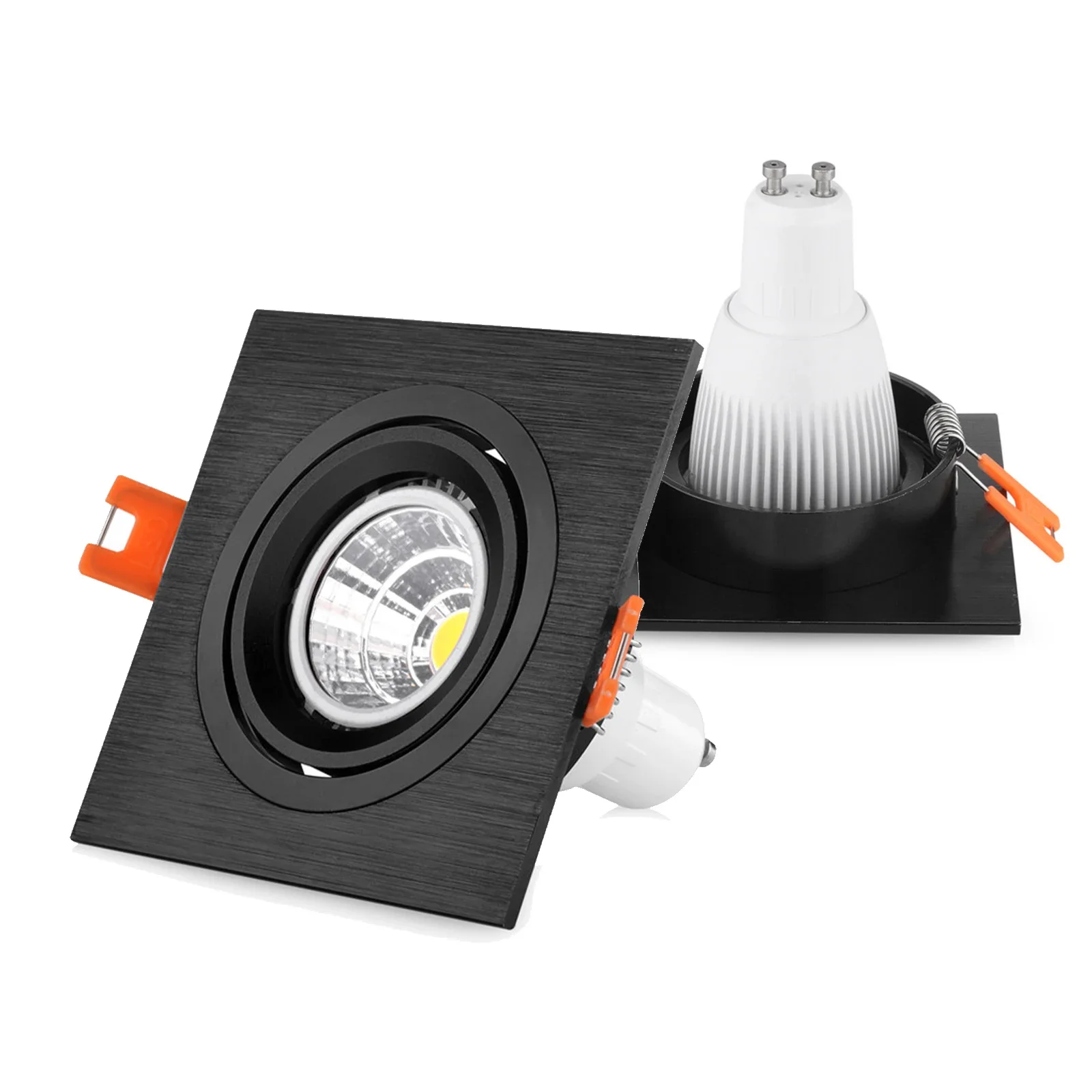 Aluminium Round Square GU10 MR16 Fixture Holders Recessed LED Ceiling Spotlight Frame Adjustable Spot Light Light Bases Fitting