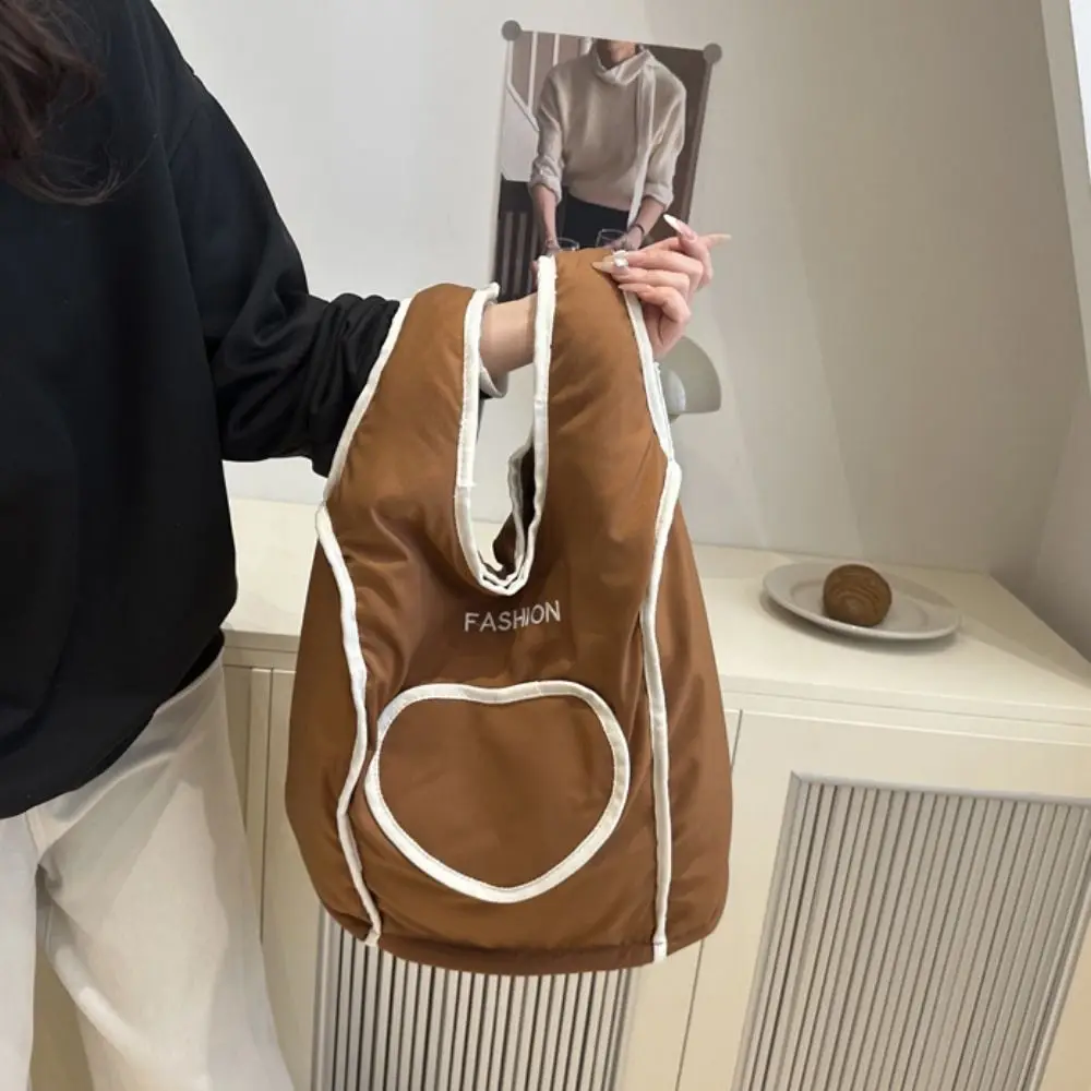 

Kawaii Letter Embroidery Love Vest Backpack Nylon Large Capacity Students School Bag Travel Bag Korean Style Shoulder Bag Travel
