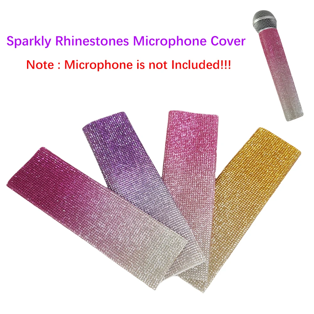 New Rhinestones Microphone Cover,Rhinestones Mic Handle Sleeve, Wireless Microphone Decorative Sleeve for Stage,Party,Wedding