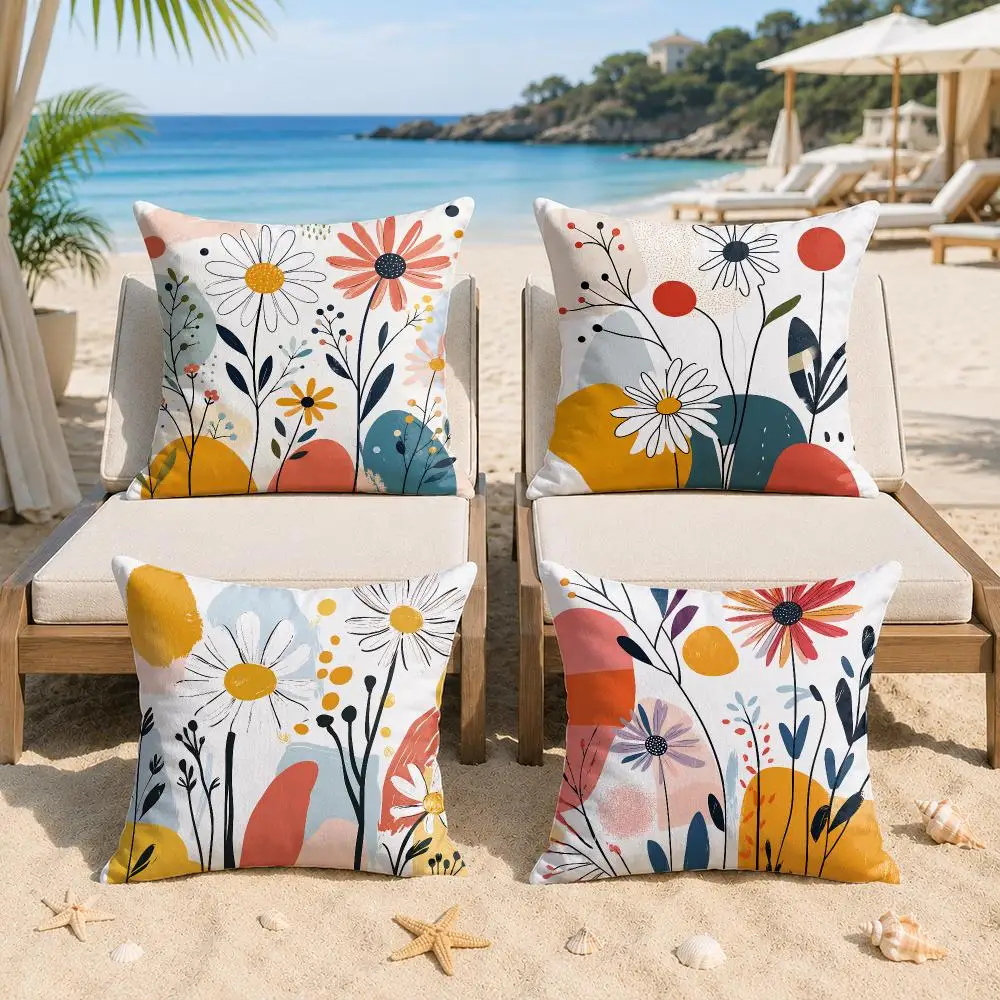 Colorful Floral Geometry Plants Cushion Cover Silky Short Plush Invisible Zipper Dustproof Sofa Pillow Case For Home Decor