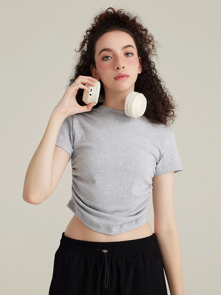 

Wassup Retro American ort T-irt for Women Hot Girl Summer New Sle Pure Color Street Dance Jazz Slim Fit Cotton Polyester