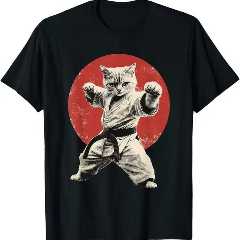 Cat Karate Judo Japan Japanese Flag Martial Arts T-Shirt