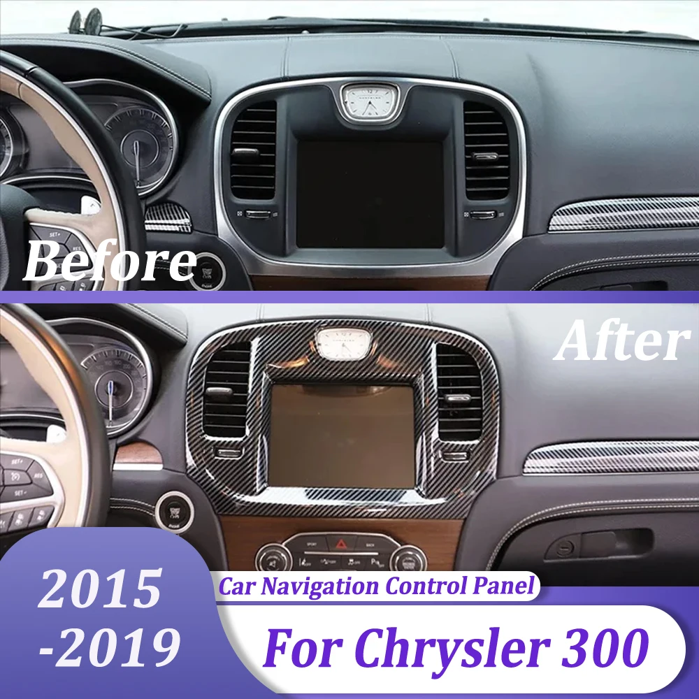 Interior Navigation Control Frame Trim Cover Panel Sticker Car Styling Accessories For Chrysler 300 2015 2016 2017 2018 2019