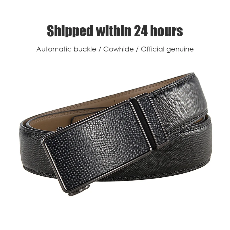 VATLTY 35mm Fashion Leather Belt for Men High Quality Metal Zinc Alloy Automatic Buckle Work Belt Natural Cowhide Trouser Girdle