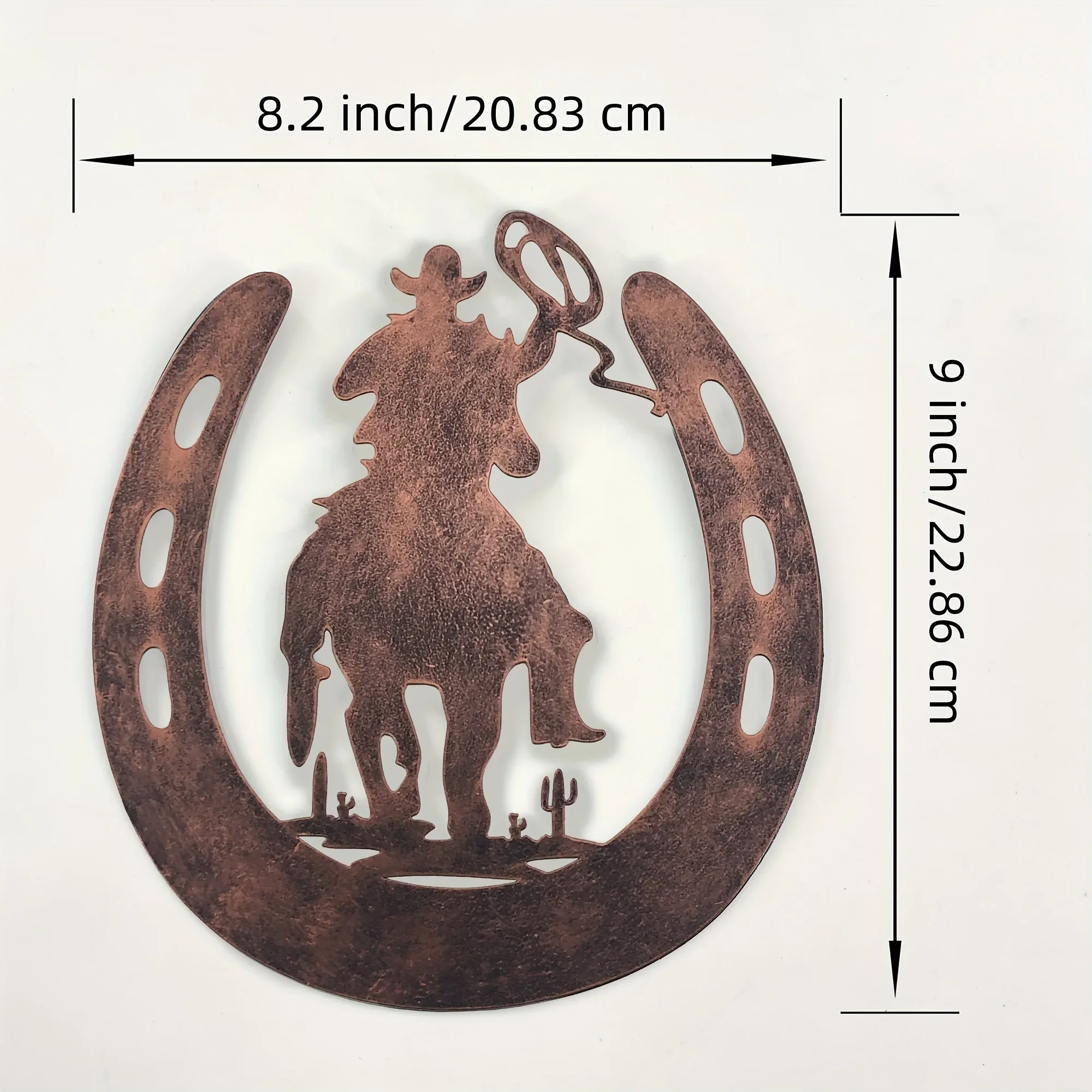 Herradura de Metal para decoración del hogar con vaquero, decoración de herradura de estilo rústico occidental colgante para dormitorio, sala de estar y baño