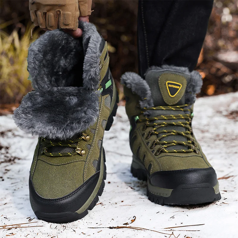 High Quality Winter Men's Boots Outdoor Plush Hiking Boots High Top Trekking Men Shoes Rainproof Tactical Combat Military Boots