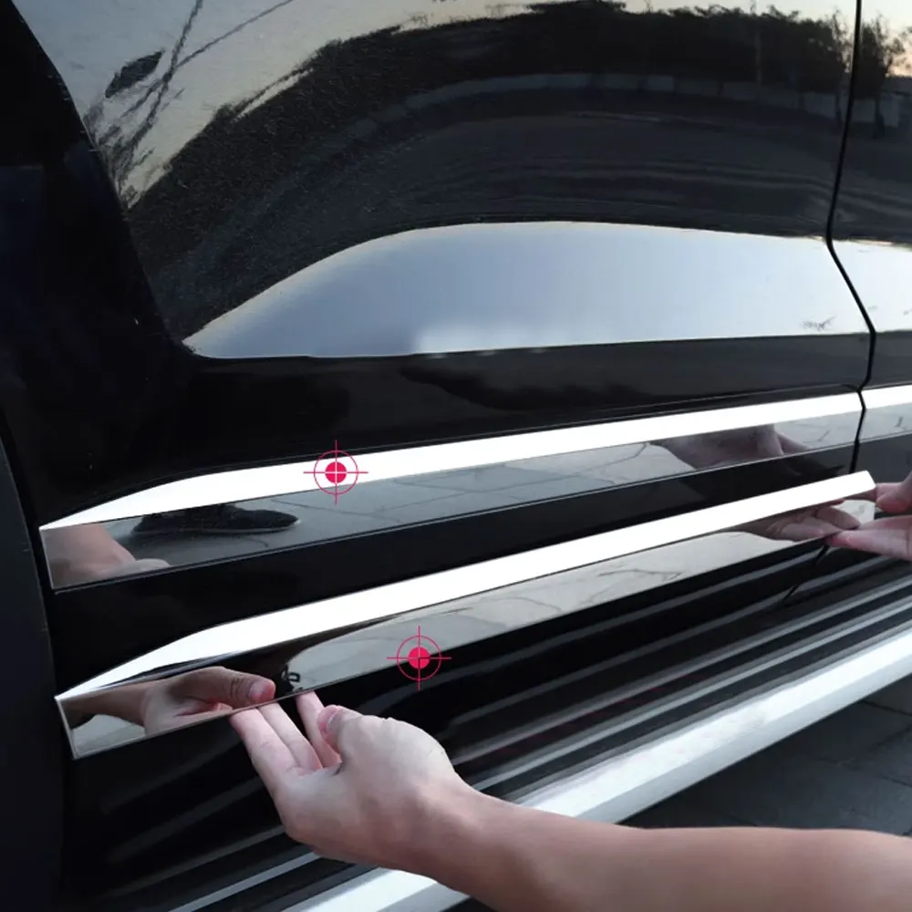 

Декоративные планки для дверей Volkswagen Touareg, планки для края двери, хромированные декоративные планки для корпуса из нержавеющей стали, внешний вид 19-24