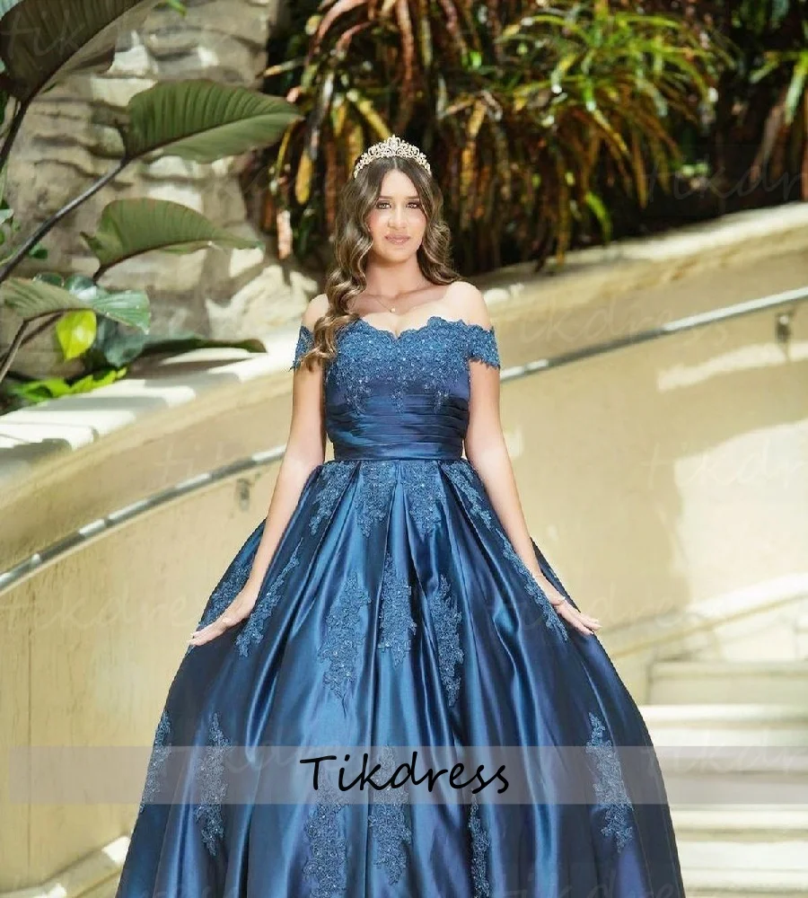 

Vintage Navy Evening Dress With Lace Elegant Satin A Line Corset Prom Dress 2025 Formal Occasion Birthday Party Gowns Customized