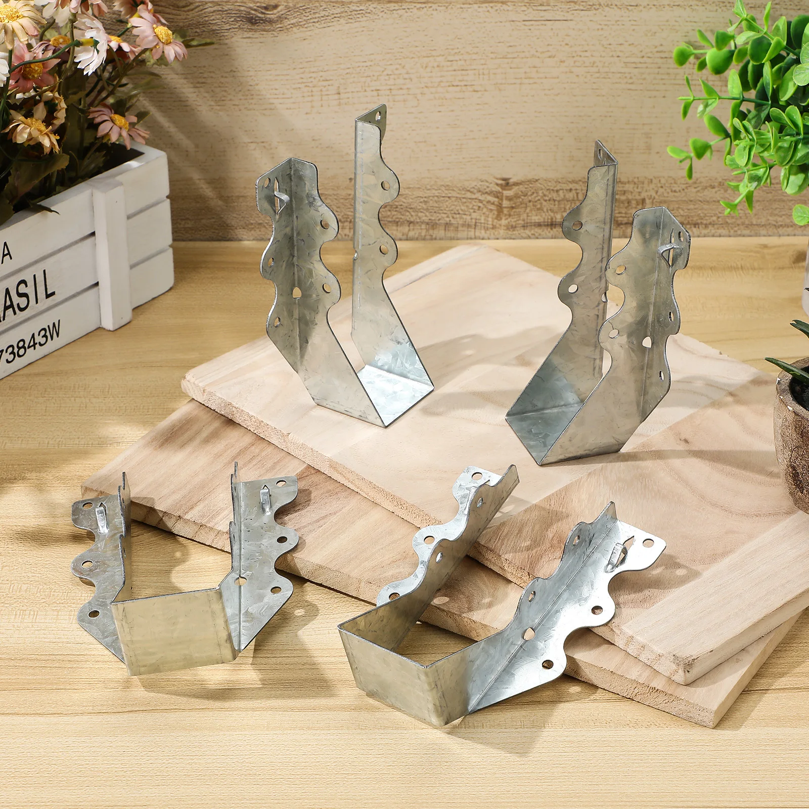 20Pcs Joist Hanger Galvanized Steel Face Mount 2x6 Inch Hurricane Tie Brackets Wood Floor Deck Ceiling Joist Fixing Supports