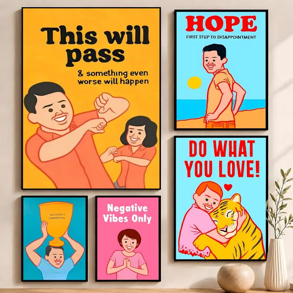 Art Joan Cornella Art Poster Self‑Adhesive Waterproof PP Poster Coffee House Bar Wall Art Sticker Room Home Decor