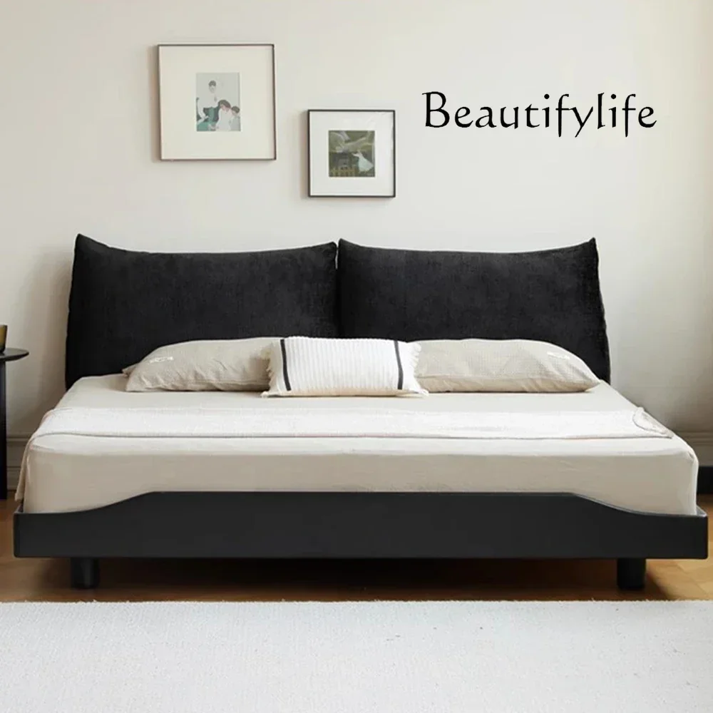 

N49 H Minimalist European Bed Frames Black Sleeping Two Persons Bed Modern Upholstery Lounge muebles para el hogar Home furnitur