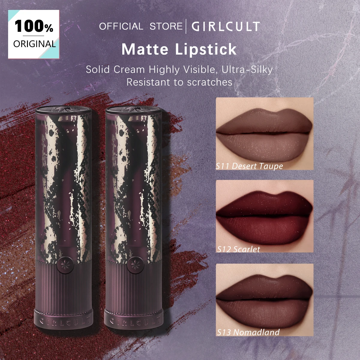 Girlcult Matte Lipstick(S11-S13),Retro Party Makeup,Wear Alone or Layer,Medium Longevity,Highly Pigmented & VibrantMatte Lock,