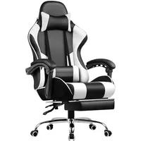 with Footrest and Lumbar Support, Height Adjustable Game Chair with 360°-Swivel Seat and Headrest and for Office or Gaming