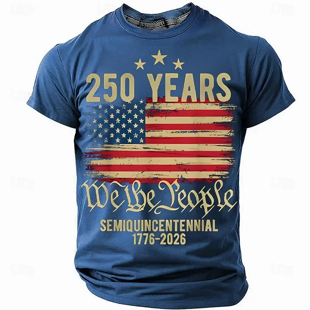America 250th Birthday Eagle Flag 250 Years 1776-2026 Unisex Men's T-Shirts Casual Style Man Women Tees Vintage Men's Clothing