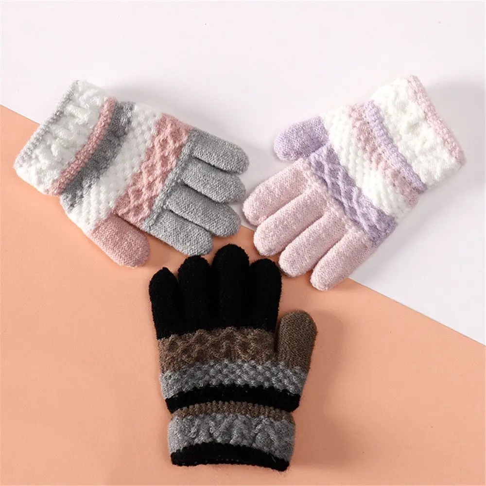 Full Finger Gloves Kids Girls Boys Gloves Winter Autumn Soft Knitted Baby Gloves Mittens Children Gloves 3-8 Years