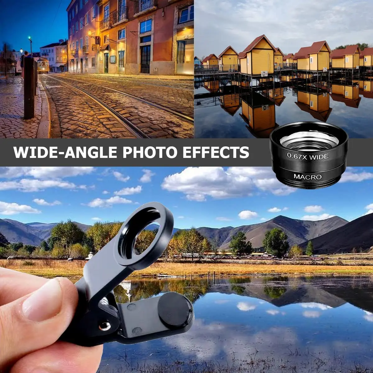 3in1 Fisheye Mobile Phone Lens 0.67X Wide Angle Zoom Fish Eye Macro Lenses Camera Kits With Clip Lens For Iphone Smartphone
