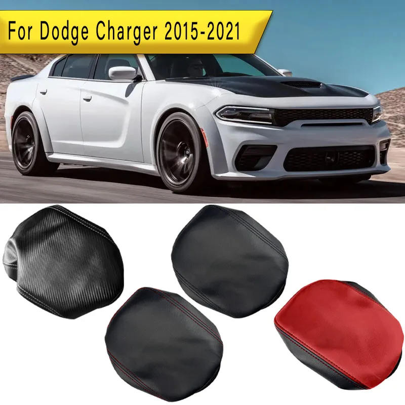 For Dodge Charger 2015 2016 2017 2018 2019 2020 2021 Car Armrest Box Cover Soft Carbon Texture Leather Armrest Box Cover