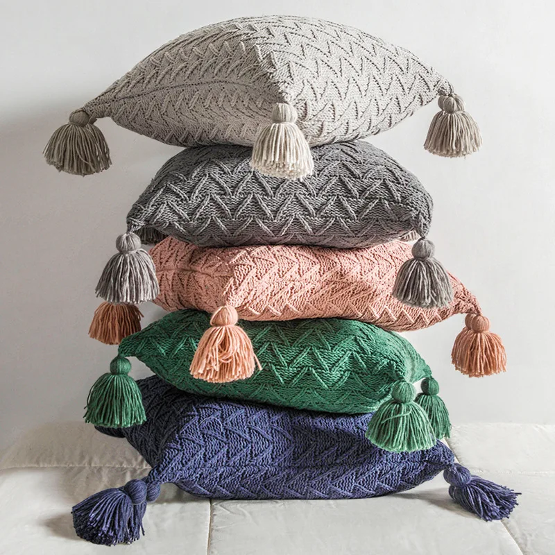 

Nordic Style Knitted Fringe Cushion Cover for Sofa Bedroom Living Room Decor