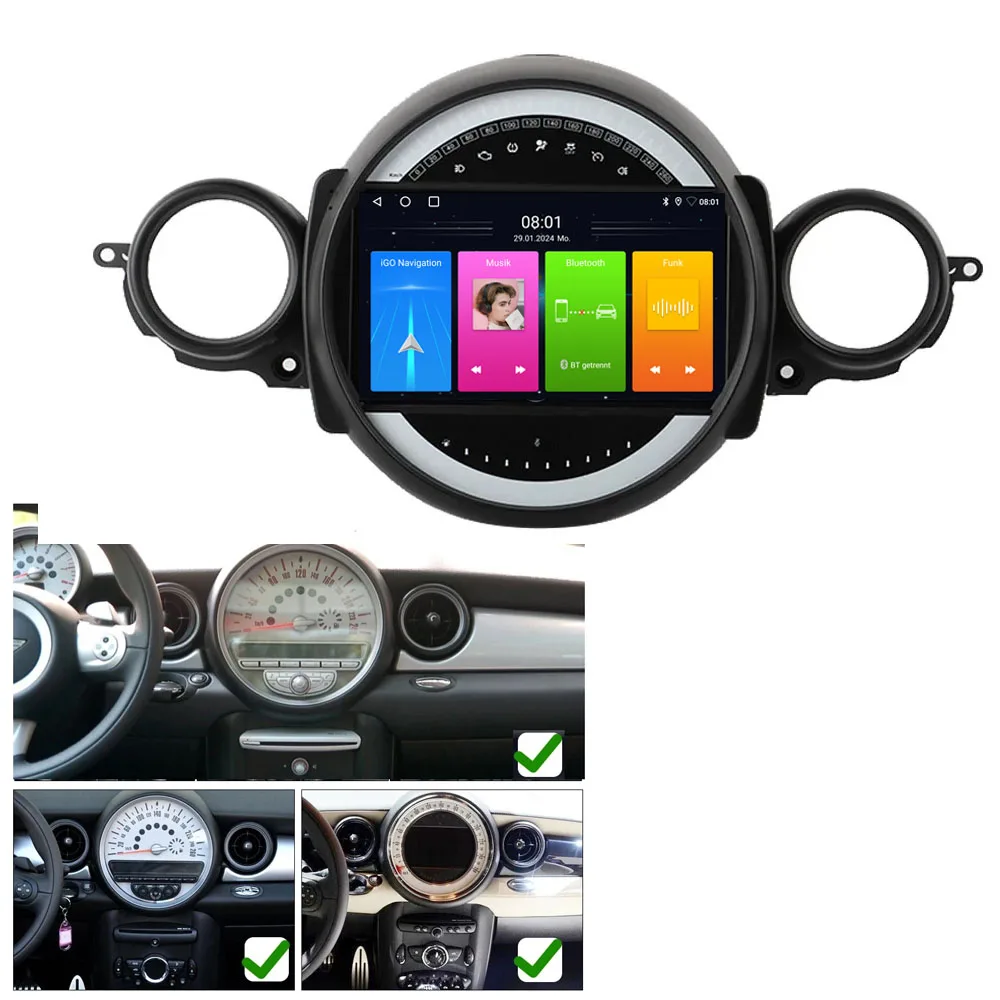 

Android 9” car radio with carplay GPS Navigation for BMW Mini Cooper Clubmann Coupe R55 R56 R57 R58 R59 R60 R61 2007-2014