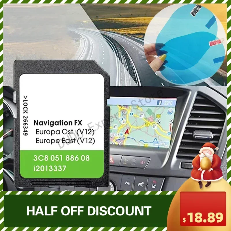 Transporter per VW Sat Nav Map Navigation Card Data FX V12 OST EAST Europe con adesivi Reaview antiappannamento