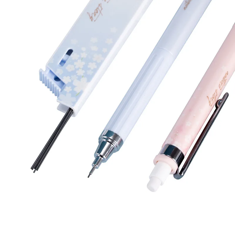 Cherry Sakura Mechanical Pencils Set Cute Automatic Pencil with 0.5mm Refills Press Pens for School Stationery Office Supplies