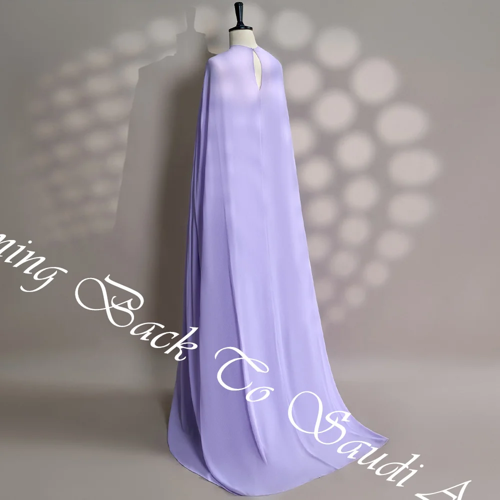 Customized  Romantic Lavender Chiffon Sequined and Crystal Evening Dress A-Line Watteau Train Strapless Saudi Arabia P