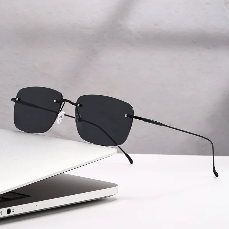 Neue Sonnenbrillen für Damen und Herren Metallrahmen Rechteckige Sonnenbrillen Ovale Brillen Rahmenlose Sonnenbrillen Unisex Brillen