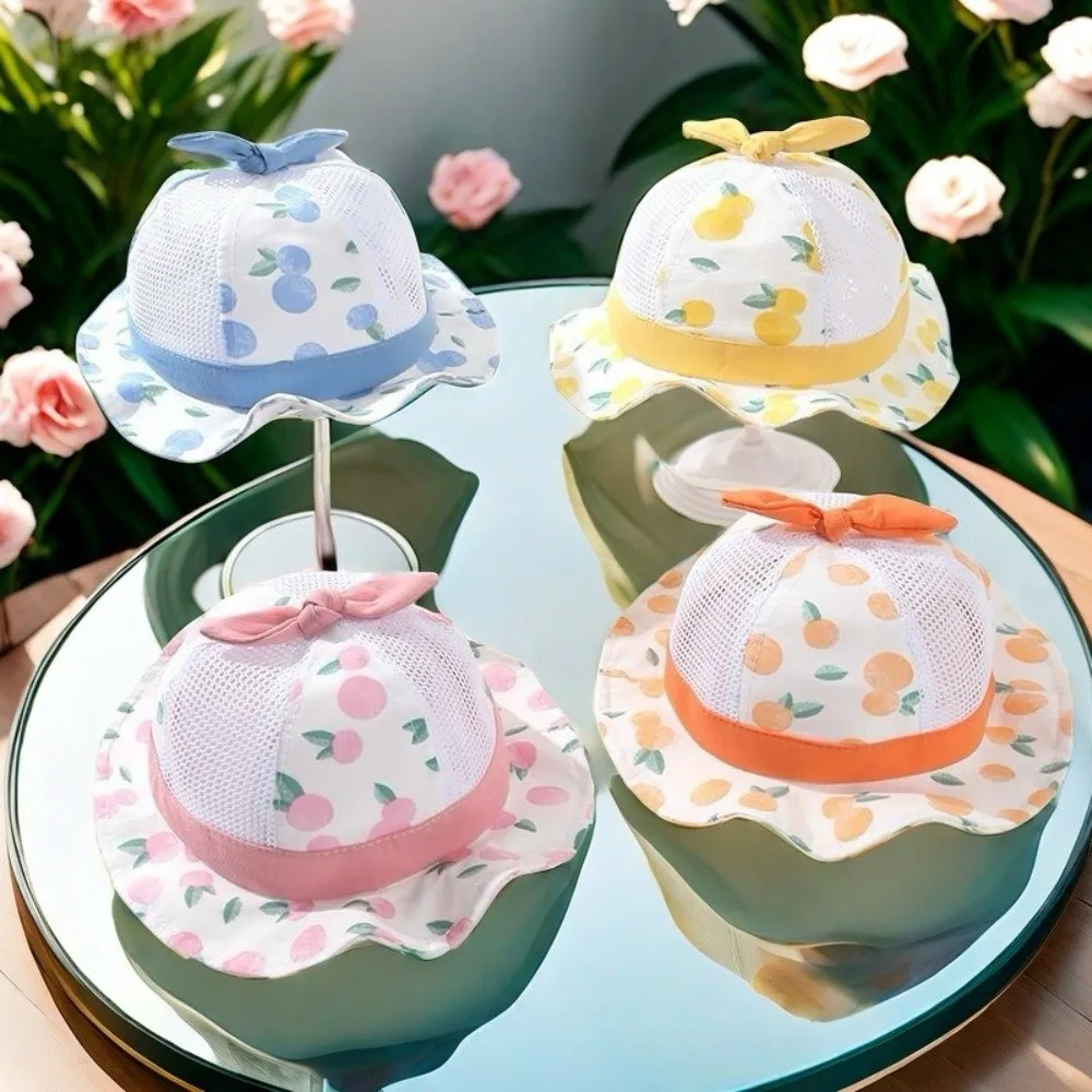 

New Wide Brim Kids Sun Hat Fruit Print Sun Protection Baby Bucket Hat Soft Breathable Fisherman Cap Outdoor