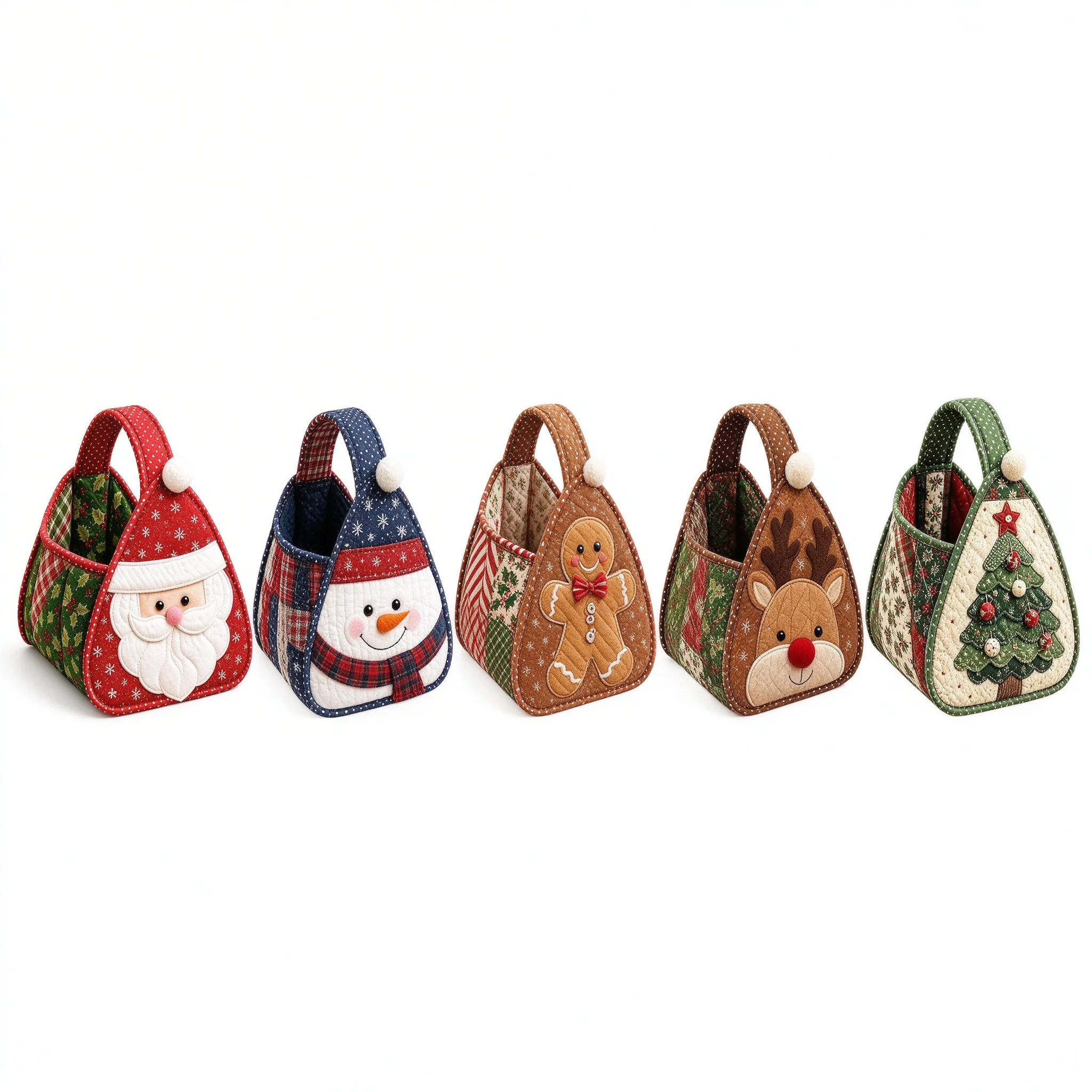 DIY Quilted Christmas Character Storage Basket Kit, Fabric Tote Handbag, Home Decor Organizer for Holiday Gifts & Supplies
