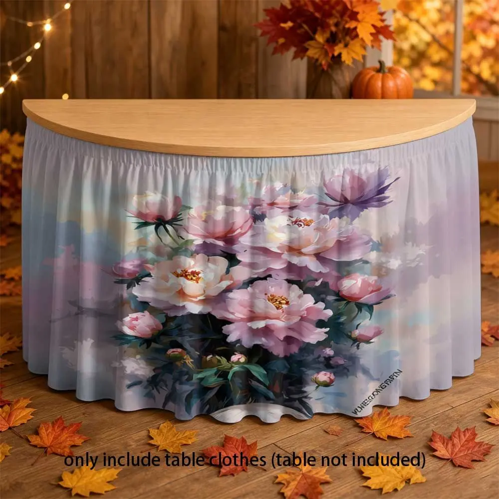 Watercolor pattern of peonies, for home decoration, office desk, party tablecloth, classroom and event tablecloth apron