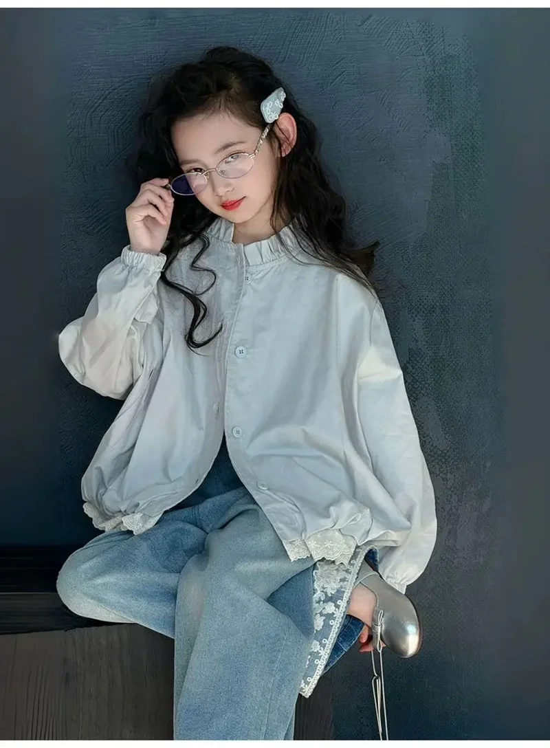 

Girls Thin Coat Spring And Autumn 2026 New Children's Lace Korean Edition Casual Cardigan Jacket