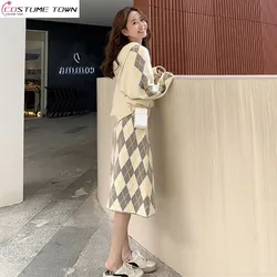 Fashion Hooded Sweater Set Skirt Two Piece Set Autumn and Winter New Fashionable Style Knitted Half Skirt for Women