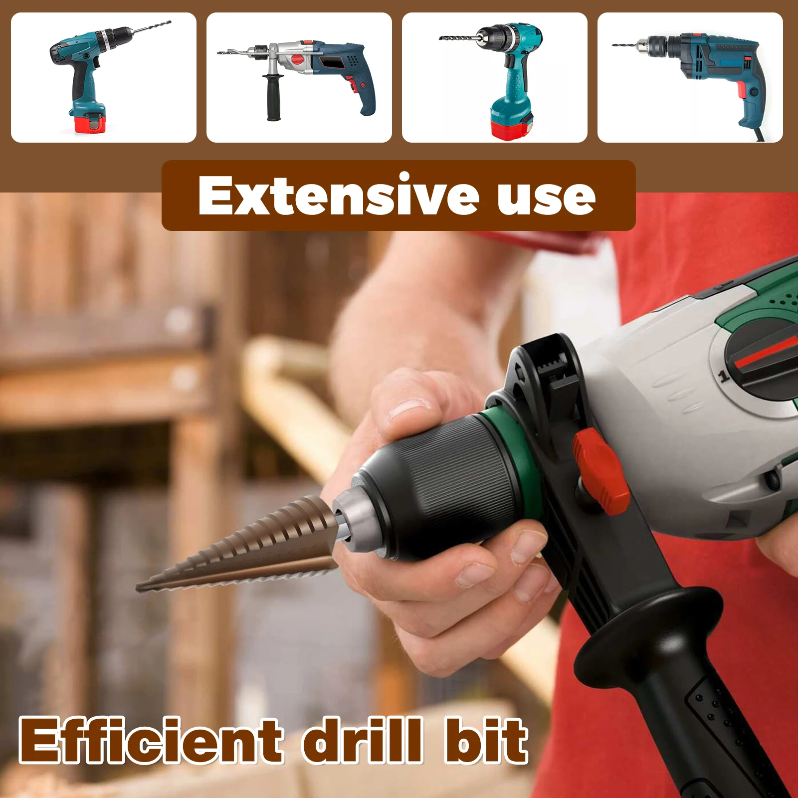 ดอกสว่านเจาะรูแบบขั้นบันไดเคลือบไทเทเนียม HSS ขนาด 4-32 มม. 4-20 มม. 4-12 มม. เหล็กกล้าความเร็วสูง สำหรับเจาะโลหะและไม้ เครื่องมือเจาะรูทรงกรวย เครื่องมือไฟฟ้า