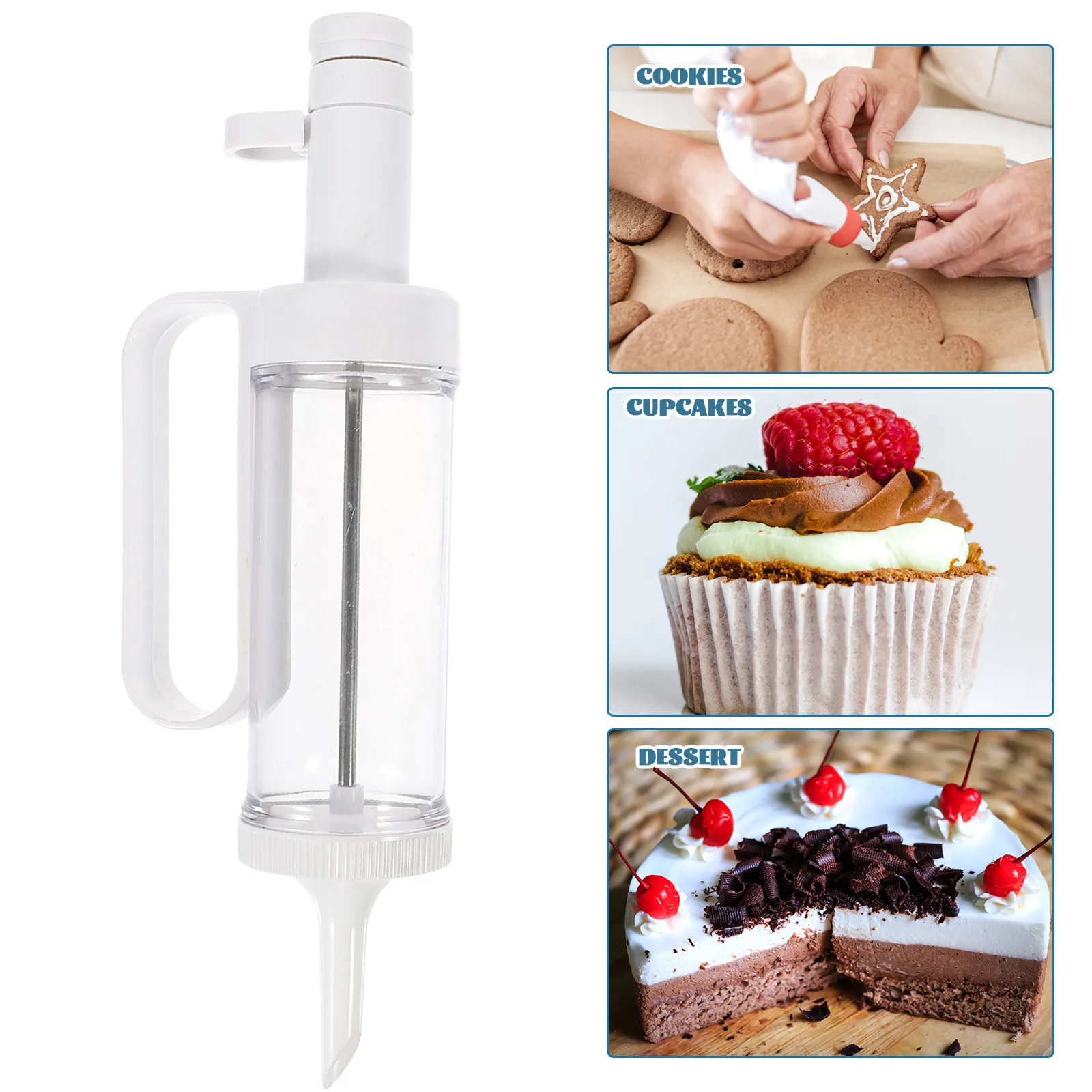 1 Juego de Kit de decoración de pasteles, herramientas para hornear con mango ergonómico para Donuts, bollos, huevos diablos, conchas de postre, Kit de decoración de pasteles