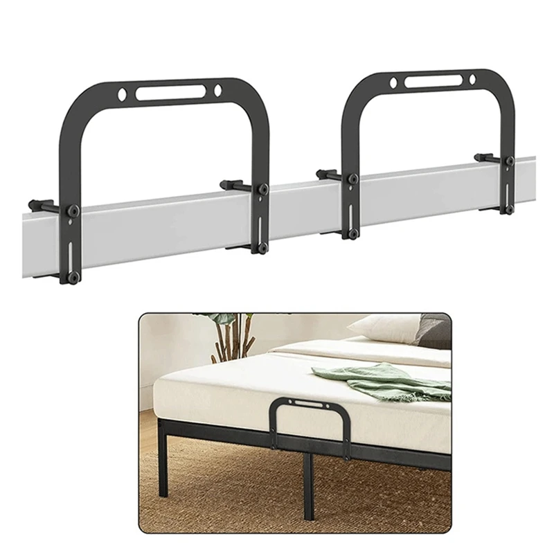 2Piece Anti Non Slip Mattress Retainer Bar Holder In Place Mattress Slide Stoppers Metal Bed Gripper To Prevent Black Metal