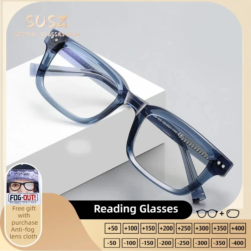 

SUSZ Retro Street Style Optical Frames for Men Fashion Large Square Frame Anti Blue Light Myopia Reading Prescription Eyeware